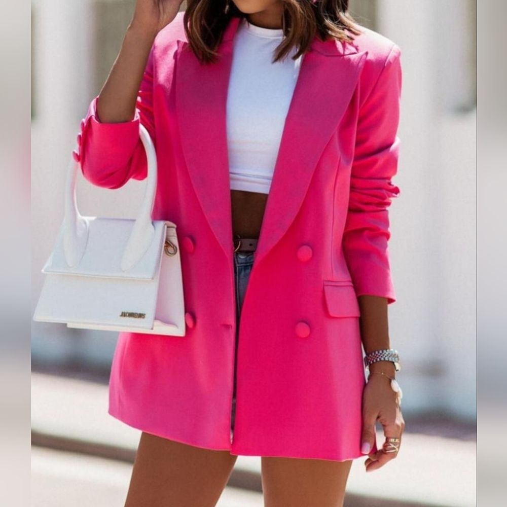 Women's Pink Double Breasted Blazer